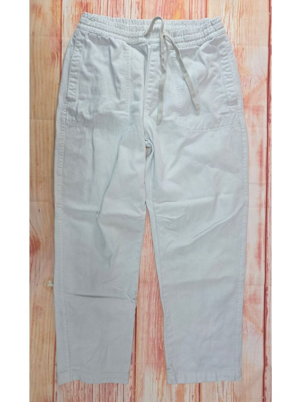 Zara Mens White Cotton Drawstring Elastic Waist Pants Large